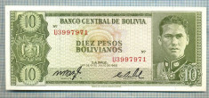 1330 BANCNOTA - BOLIVIA - 10 PESOS BOLIVIANOS - anul 1962 -SERIA 3997971 -starea care se vede foto