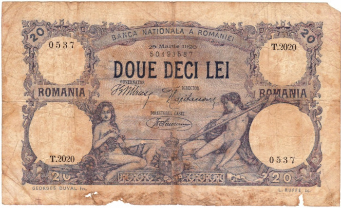 * Bancnota 20 lei 1920