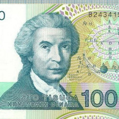 1327 BANCNOTA - CROATIA - 100 000 DINARA - anul 1993 -SERIA 2434150 -starea care se vede