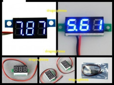 Mini Voltmetru de panou DC 0 - 32 V Albastru foto