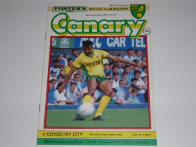 Program meci fotbal NORWICH CITY - COVENTRY CITY 22.08.1987 foto