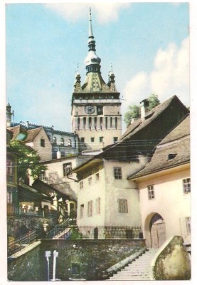 #carte postala(ilustrata)--Sighisoara-Turnul ceasului foto