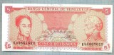 1342 BANCNOTA - VENEZUELA - 5 BOLIVARES - anul 1989 -SERIA 35867613 -starea care se vede