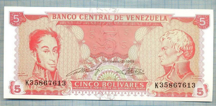 1342 BANCNOTA - VENEZUELA - 5 BOLIVARES - anul 1989 -SERIA 35867613 -starea care se vede