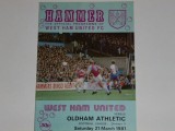 Program meci fotbal WEST HAM UNITED - OLDHAM ATHLETIC 21.03.1981