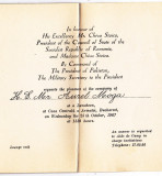 Invitatia din 1967 a ambasadorului Pakistan la o receptie din Bucuresti in onoarea lui Chivu Stoica .Invitat Aurel Moga ministrul Sanatatii