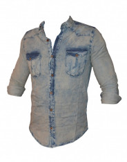 Camasa Tip Zara Man - De Blug - Street Edition - Bleu - New Collection - Primavara 2014 Masuri S M L XL C51 foto