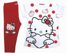 NOU !! Set 2 piese fetite - 5 - 6 ani - *Hello Kitty* - (tricou si colanti3/4), bumbac foto
