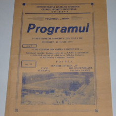 Program meci fotbal CSM SUCEAVA - RELON-CEAHLAUL PIATRA NEAMT 17.06.1979