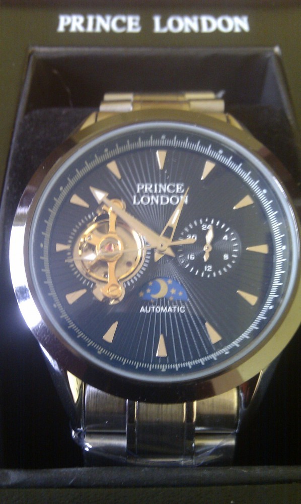Ceas Prince London automatic mecanic display analog cadran negru
