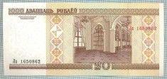 1386 BANCNOTA - BELARUS - 20 RUBLEI - anul 2000 -SERIA 1650862 -starea care se vede