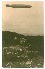 1404 - BRASOV, Zeppelinul LZ-127 in zbor- old postcard, real PHOTO - unused foto