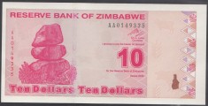 Zimbabwe 10 dolari 2009 UNC foto