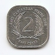 Statele Est Caraibeene - Caraibe 2 centi 1998 Aluminiu KM-11 foto