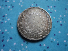 5 francs / franci 1875 Franta, argint, calitate foto