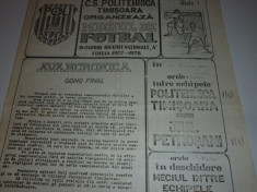 Program meci fotbal POLITEHNICA TIMISOARA - JIUL PETROSANI 15.06.1978 foto