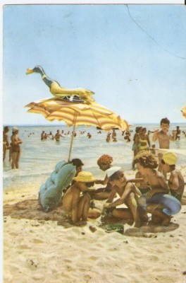 AMP4127 Eforie, plaja populata, copii, RPR foto