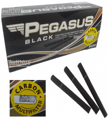 Tuburi PEGASUS BLACK CU CARBON ACTIV - tuburi NEGRE, tigari negre - 200 tuburi / cutie, pentru injectat tutun, tigari foto