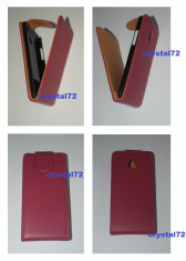 Livrare gratuita! Husa toc flip din piele PU pentru HTC One Mini (M4) roz, inchidere magnetica + folie ecran + laveta + stylus foto