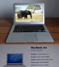 MacBook Air i5 1.7 13&amp;quot; 2011 A1369 | 256GB SSD 4Gb | Stare buna foto