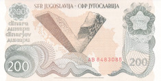 Bancnota Iugoslavia 200 Dinari 1990 - P102 UNC (valoare catalog $25) foto