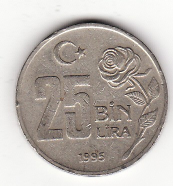 Turcia 25 bin lira , 25.000 lire 1995 foto
