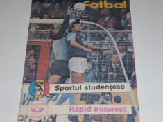 Program meci fotbal SPORTUL STUDENTESC Bucuresti - RAPID Bucuresti - august 1988 foto