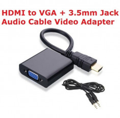 Cablu adaptor HDMI - VGA convertor + cablu 3.5mm audio 1080p pentru PC Laptop Xbox360 DVD Apple TV XBOX foto
