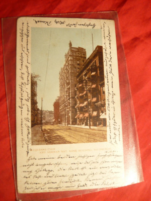 Carte Postala Privata - Club Duquesne si Banca Germana in Pittsburg 1901 foto