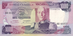 Bancnota Angola 1.000 Escudos 1972 - P103 XF foto
