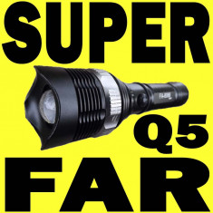 SUPER FAR + Suport Bicicleta - Lanterna Profesionala cu LED CREE Q5 + 3 Faze + Incarcator Retea / Auto + Acumulator 18650 police foto