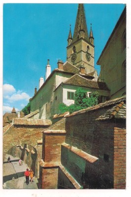 #carte postala(ilustrata)-SIBIU-Pasajul scarilor foto