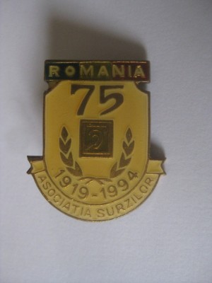 INSIGNA ASOCIATIA SURZILOR 75 ANI 1919-1994 foto