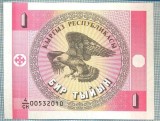 1455 BANCNOTA - KYRGYZSTAN - 1 TYIYN - anul (1993) -SERIA 00532010 -starea care se vede