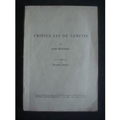 LEON DICULESCU - CRITICA LUI DE SANCTIS {1942}