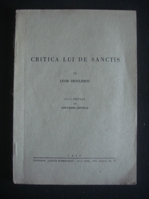 LEON DICULESCU - CRITICA LUI DE SANCTIS {1942}