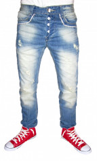 (Semi Tur Lasat) Blugi CONICI - MODEL NOU CU RUPTURI -- SKINNY / SLIM - ( TOATE MARIMILE: 28, 29, 30, 31, 32, 33, 34) foto