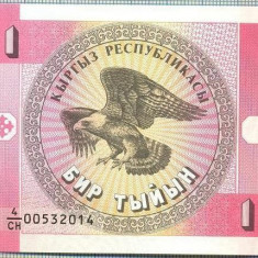 1454 BANCNOTA - KYRGYZSTAN - 1 TYIYN - anul (1993) -SERIA 00532014 -starea care se vede