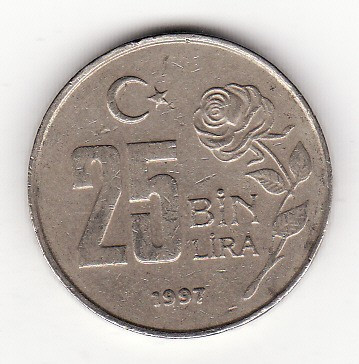 Turcia 25 bin lira , 25.000 lire 1997 foto