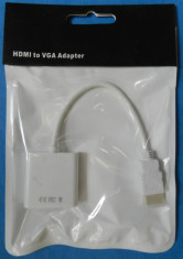 Convertor HDMI la VGA Activ Adaptor | Alb | 0.15 metri | Garantie foto