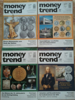 Lot reviste Money trend - Anglia, reviste de numismatica, full color, 50 roni / lotul, taxele postale gratuite foto