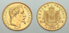 Moneda de aur 20 Francs 1866 - A - Napoleon III !!AUR - super calitate!! foto