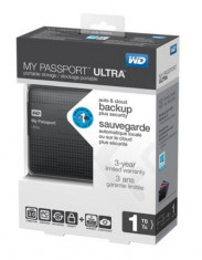 Hard Disk extern, WD My Passport ULTRA 1TB, ultraportabil, USB 3.0, negru. Produs absolut nou, sigilat , cu 3 ani garantie foto