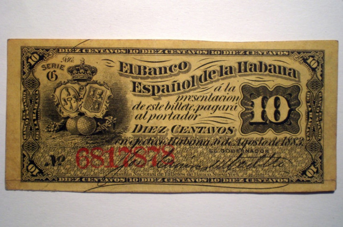 114. CUBA HABANA DIEZ 10 CENTAVOS 1883 SR. 878