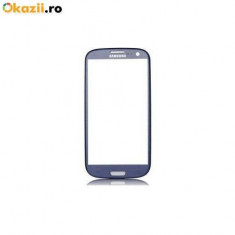 Geam carcasa sticla touchscreen digitizer touch screen Samsung Galaxy S4 Mini i9190 i9195 Albastru Pebble blue foto