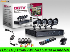 SISTEM SUPRAVEGHERE 4 CAM 600 LINII FULL D1. 960H . HDMI + ACCESORII foto