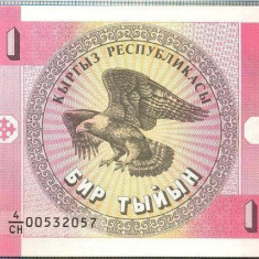 1640 BANCNOTA - KYRGYZSTAN - 1 TYIYN - anul (1993) -SERIA 00532057 -starea care se vede