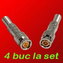 Conectori mufe BNC cablu coaxial supraveghere video 4 buc la SET de tip TATA cuplaj aurit foto