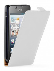 Husa HUAWEI ASCEND Y300 Flip Case Slim Inchidere Magnetica White foto