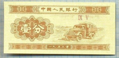 1618 BANCNOTA - CHINA - 1 FEN - anul 1953 -SERIA IX V -starea care se vede foto